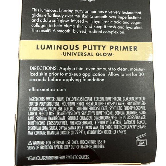 e.l.f. Luminous Putty Primer Universal Glow w/Hyaluronic Acid & Vegan Collagen - Picture 4 of 5